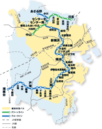 แผนที่การจราจรย่านที่บริหารโดยอำเภอ โยโกฮาม่า